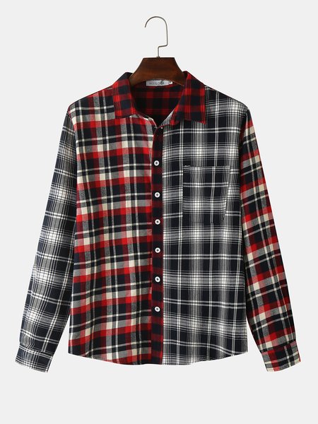 

Casual Plaid Shirts & Tops, Wine red, Men's shirts