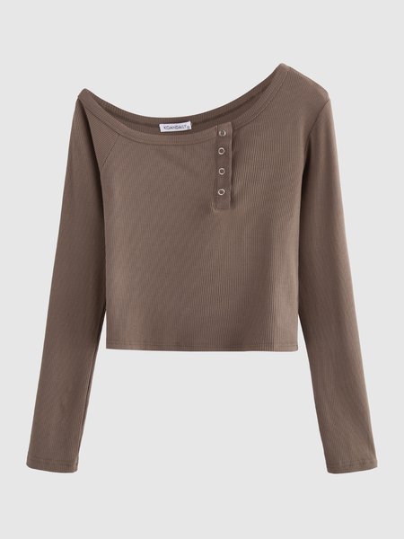 

Cotton Crew Neck Casual Shirt, Coffee, Tees