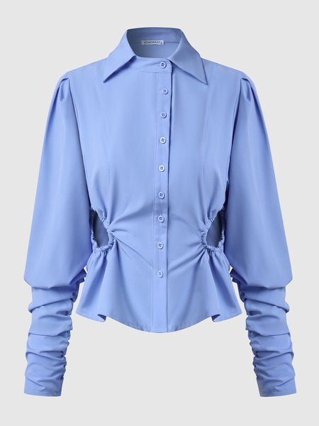 

Regular Fit Basics Solid Blouse, Blue, Blouses and Shirts