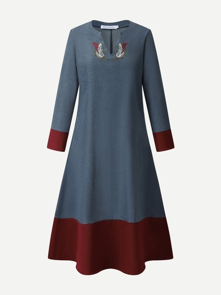

Embroidered Boho Floral Dresses, Blue, Maxi Dresses