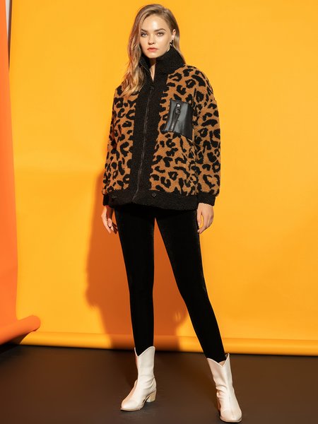 

Acrylic Loosen Leopard Coat, As picture, Coats