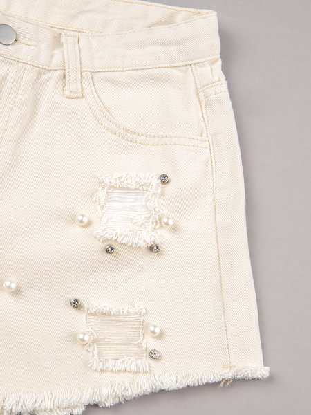 

A-Line Casual Pockets Jeans, Khaki, Shorts