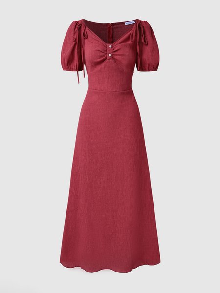 

Solid Elegant Weaving Dress, Red, Maxi Dresses