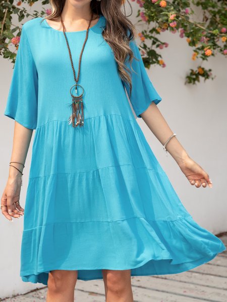 

Blue A-Line Casual Mini Dress, Mini Dresses