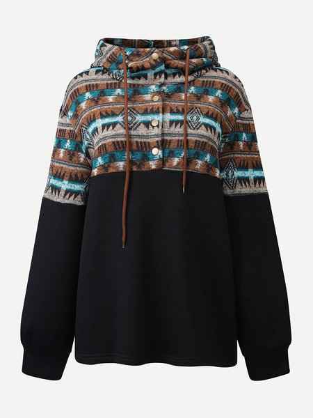 

Casual Tribal Loosen Sweatshirt, Brown, Hoodies & Sweatshirts