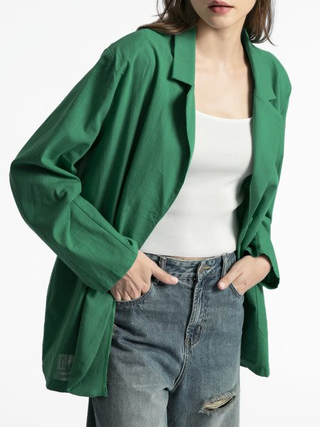 

Long Sleeve Casual Shift Plain Blazer, Green, Blazers