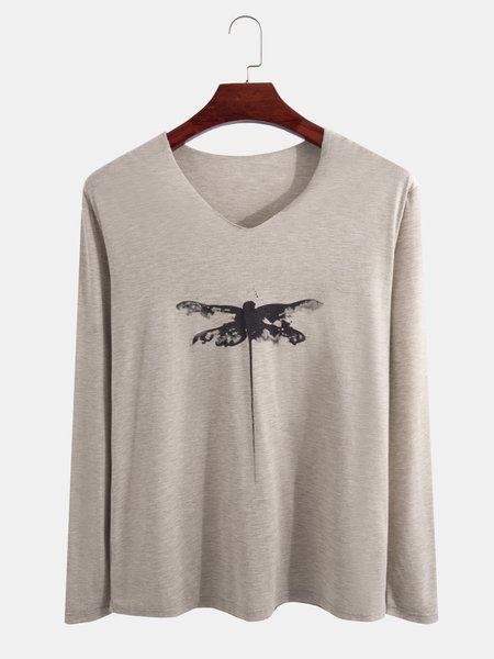 

Printed Cotton Casual Shirts & Tops, Light khaki, Men's t-shirts