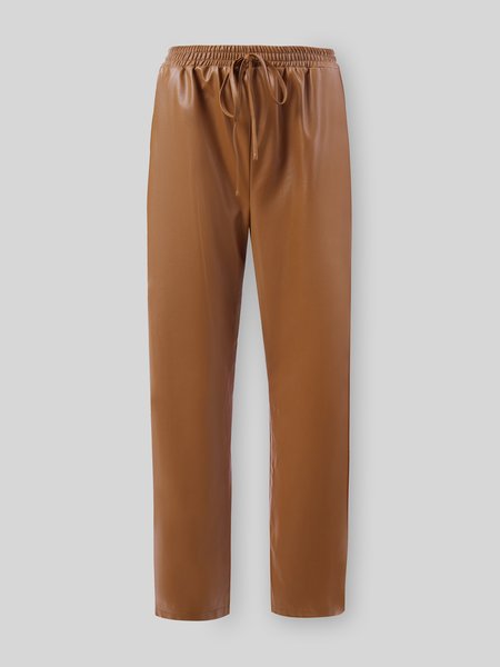 

PU Dritto Pantaloni, Marrone, Pants