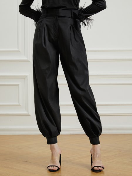 

Regular Fit Plain Long Work Pants, Black, Pants