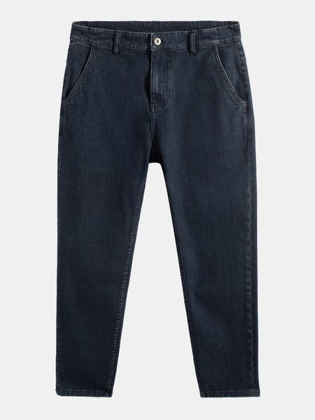 

Solid Denim Washed Pants, Black, Bottoms