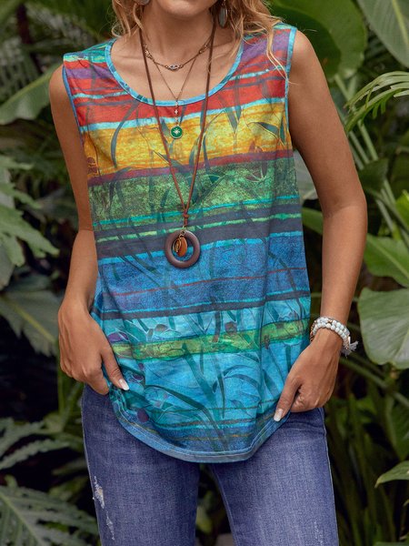 

Casual Cotton-Blend Shift Tanks & Camis, As picture, Tanks & Camis