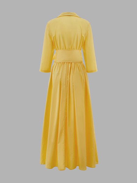 

A-Line 3/4 Sleeve Cotton Elegant Dress, Green, Maxi Dresses