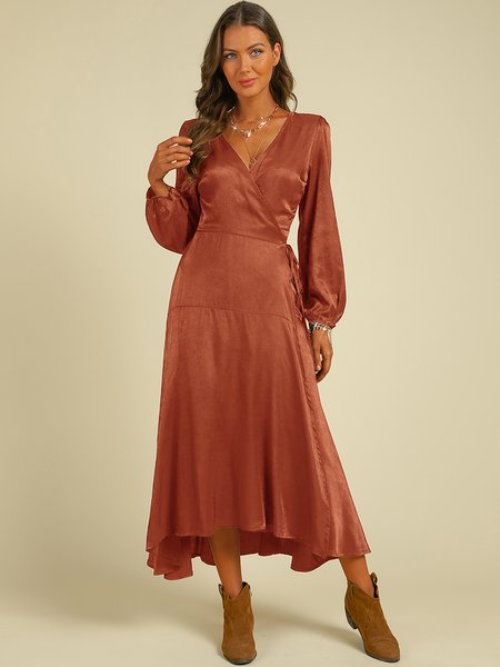 

Vintage Dolce Casuale Sexy Casuale Regolare In forma Abito, Ruggine, Maxi Dresses