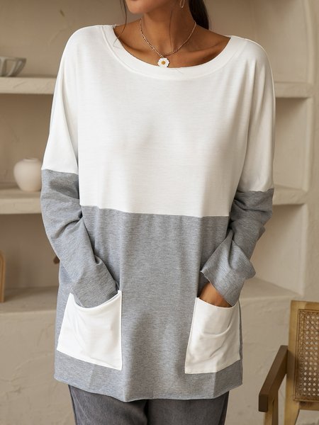 

Casual Stitching Top, White, Tunics