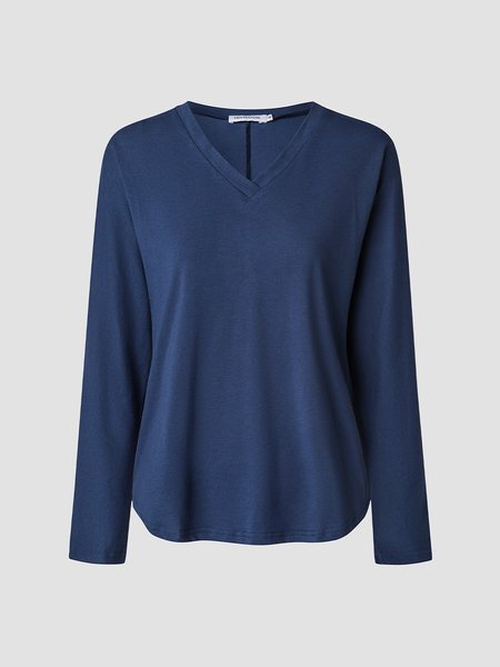

Spring Plain Shirts Casual Plain Long Sleeve Tops, Black-blue, T-Shirts