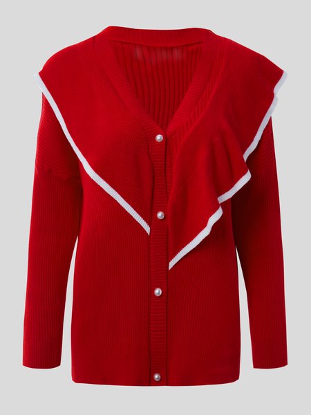

Casual Acrylic V Neck Sweater, Red, Sweater Dresses