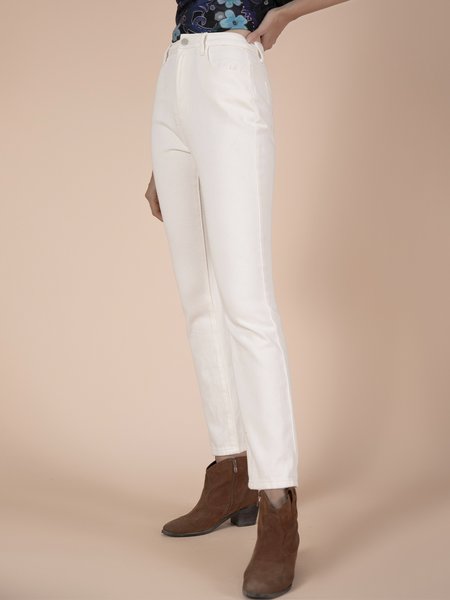 

Nian white jeans wash pants, Pants