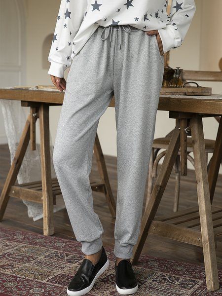 

Vintage Casual Plain Holiday Pants, Gray, Pants
