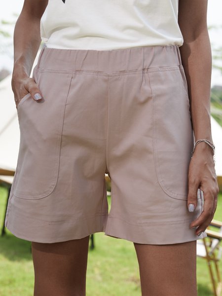 

JFN Solid Pocketed Causal Shorts, Pink, Shorts