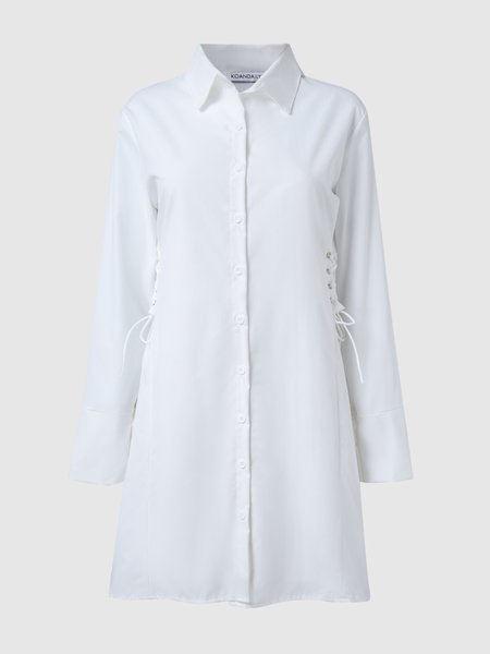 

Simple Lace-Up Regular Fit Dress, White, Mini Dresses