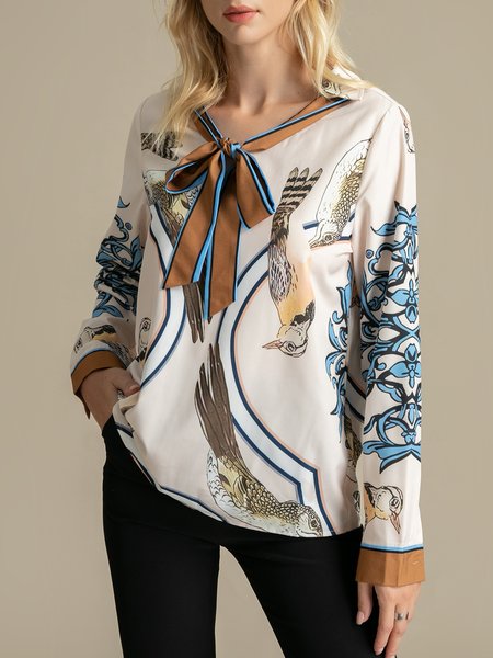 

Long Sleeve Daily Shirt Collar Shirt, As picture, Blouses and Shirts