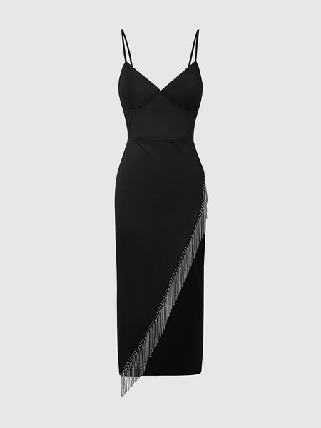 

Sexy Regular Fit Knitting Dress, Black, Midi Dresses