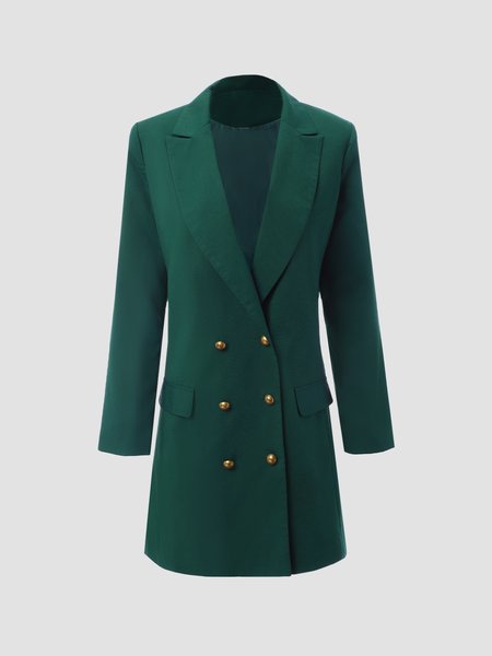 

Casual Cotton-Blend Long Sleeve Vintage Outerwear, Green, Trench Coats