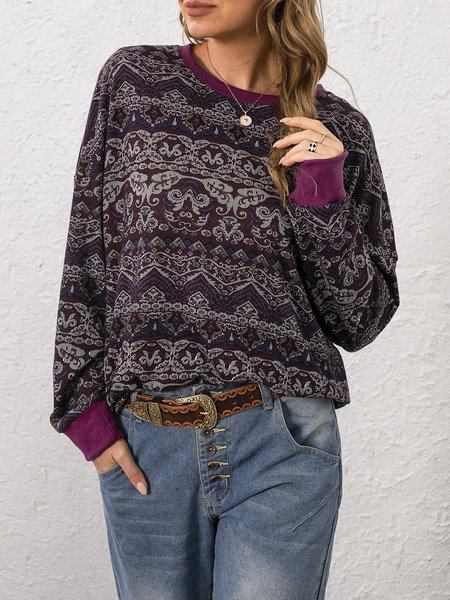 

Long Sleeve Vintage Geometric Sweatshirt, Brick red, Hoodies & Sweatshirts