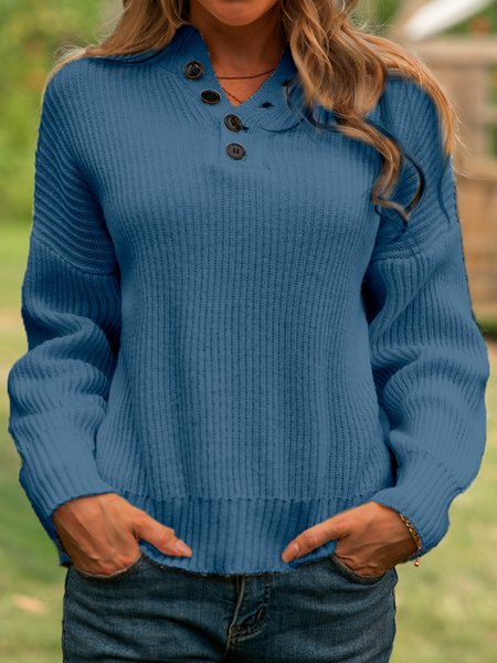 

Acrilico Maniche Lunghe Maglione, Blu, Sweater