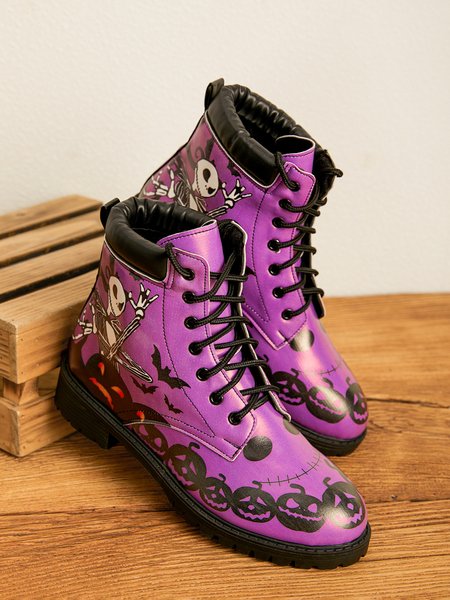 

Halloween Skull Pumpkin Martin Boots, As picture, Boots