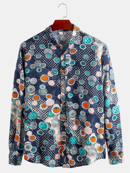 

Psychedelic Art Casual Shirt Collar Shirts & Tops, As picture, Men's Floral shirt
