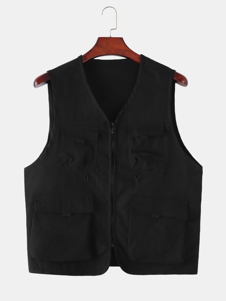 

Cotton-Blend Vests, Black, Men's vest