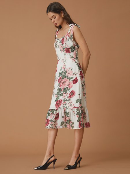 

Floral Lace-up Chiffon Cami Dress, Flower, Maxi Dresses