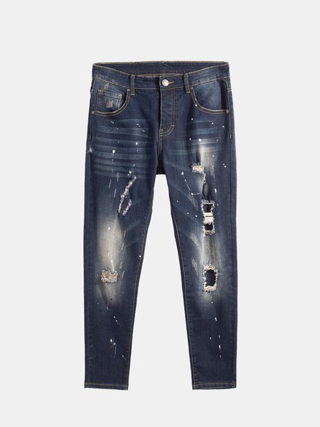 

Denim Solid Washed Pants, Denim blue, Men's pants