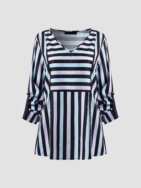 

Simple Printed V Neck Shirts & Tops, Multicolor, Tops