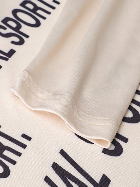 

Crew Neck Sporty Letter Shirts & Tops, Apricot, Tops