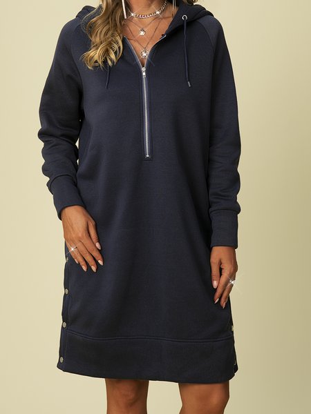 

shift long sleeve Knitting Dress, Navyblue, Mini Dresses