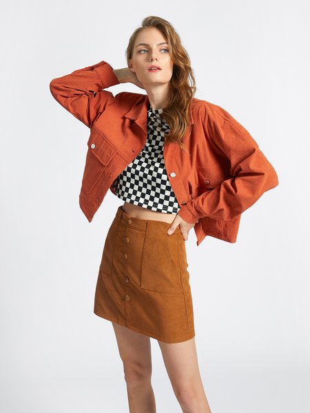 

Loosen Lapel Solid Outerwear, Brick red, Outerwear