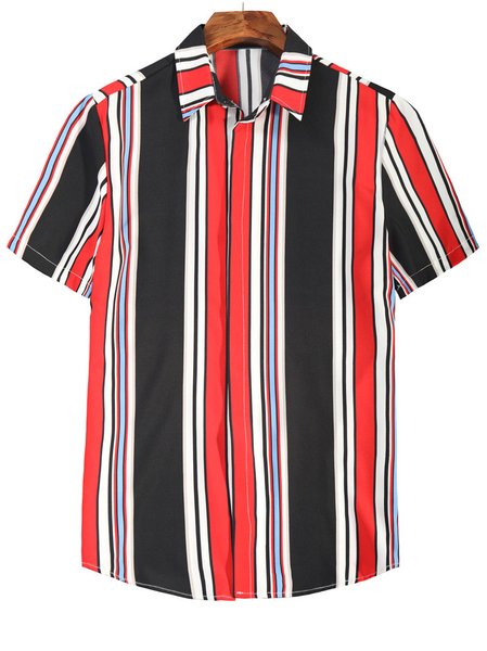 

Shirt Collar Cotton-Blend Shirts & Tops, Red, Shirts