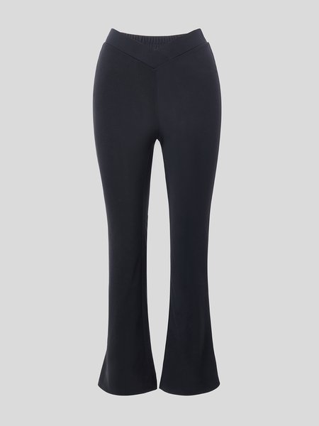 

Solid Slim Fit Pant, Black, Flared Pants
