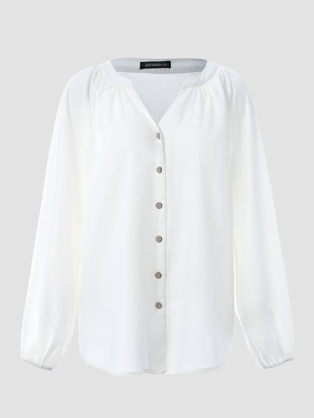 

Casual Solid Blouse, White, Shirts & Blouses