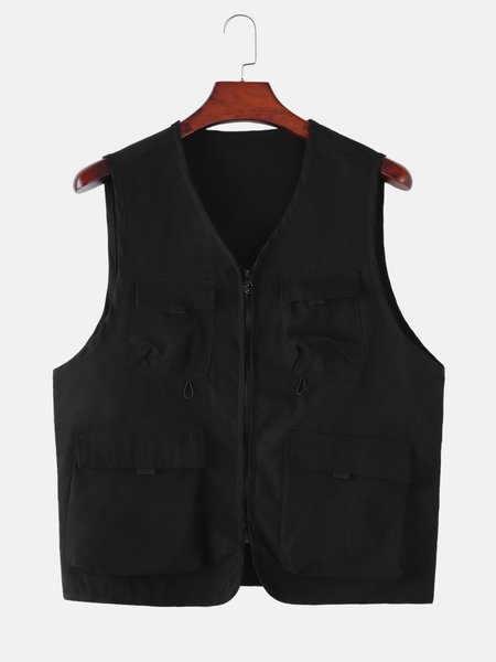 

Men's Casual Multi-Pocket Tooling Vest, Black, Outerwear