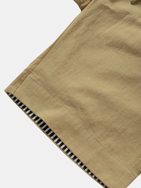

Casual Paneled Solid Drawstring Shorts, Khaki, Pants