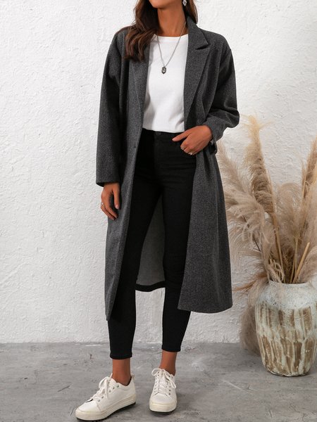 

Long Sleeve Boho Shawl Collar Cotton-Blend Outerwear, Deep gray, Coats & Jackets