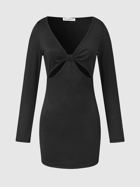

Elegant Knitting Dress, Black, Mini Dresses