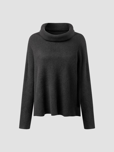 

Household Daily Vintage Casual Plain Cowl Neck Sweater, Black, Sweaters