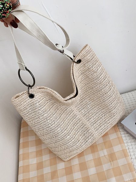 

One-shoulder leisure vacation beach bag, Off white, Shoulder Bags
