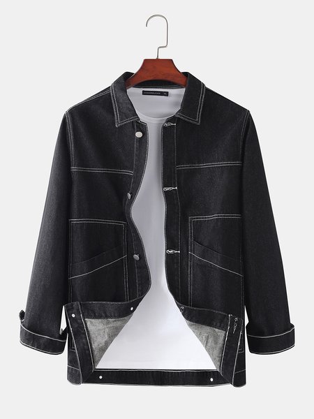 

Casual Solid Pockets Jackets, Black, Jackets & Coats