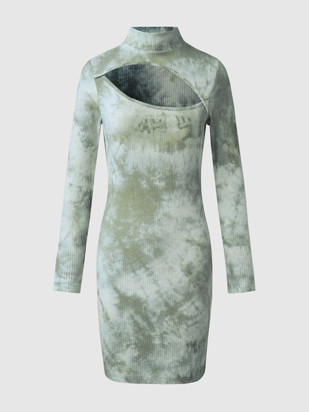 

Ombre High Neck Knitting Dress, Green, Mini Dresses