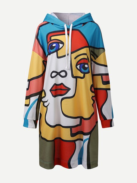 

Hooded Loosen Dresses, Multicolor, Mini Dresses